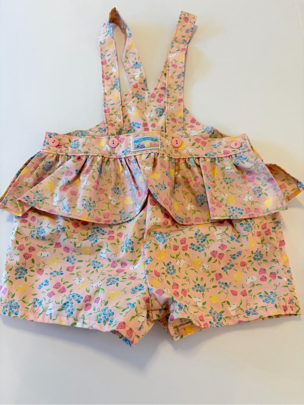 Oshkosh B'Gosh Vintage Fruit Ruffle Overall Romper Size 4T Rare